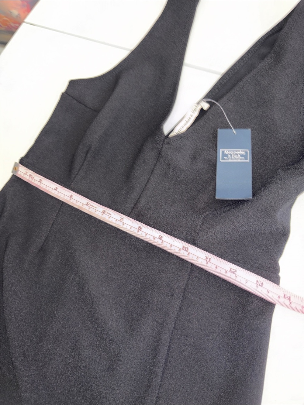 Abercrombie & Fitch Women Midi Dress S Black V-Neck Sleeveless Midi Side Slit - Picture 5 of 11